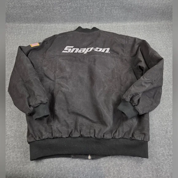 Snap On Canvas Jacket Mens XL Black Full Zip Multi Pocket Heavyweight - Picture 2 of 10